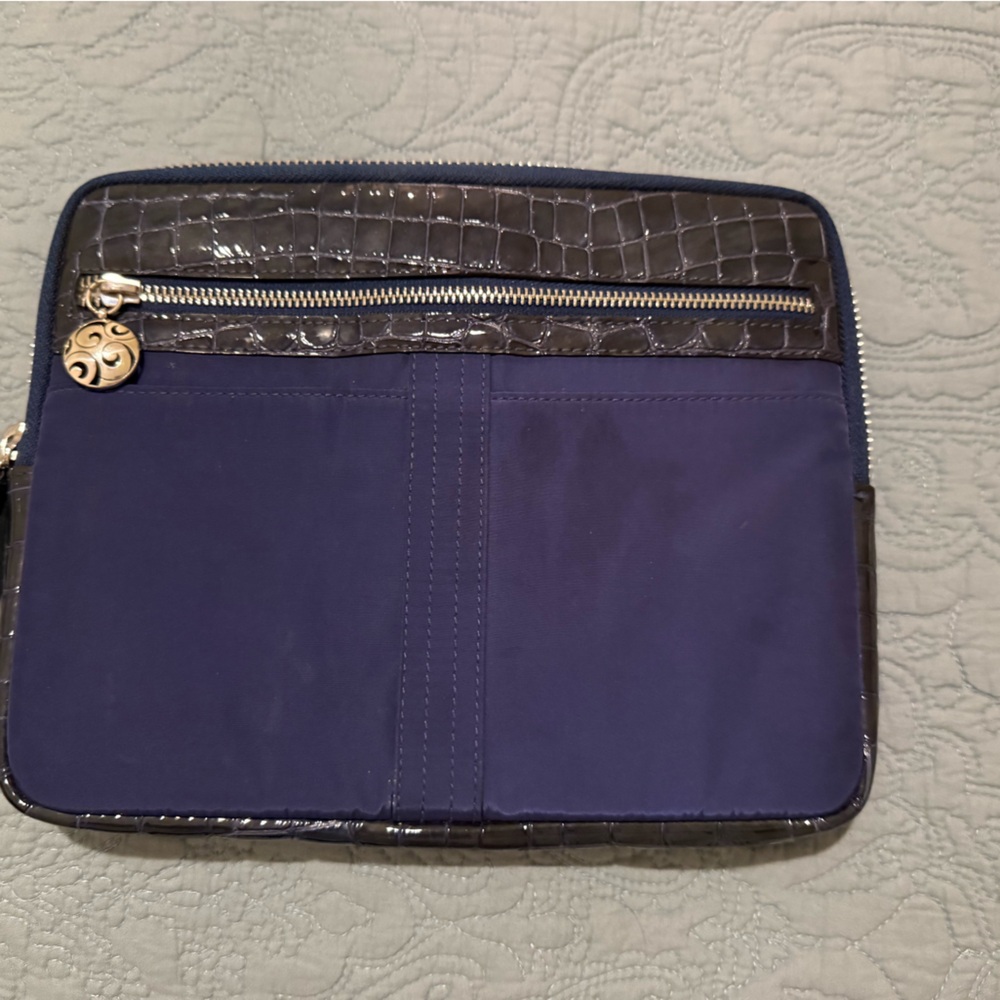 Brighton Navy  Crocodile-Embossed Nylon Tablet Case